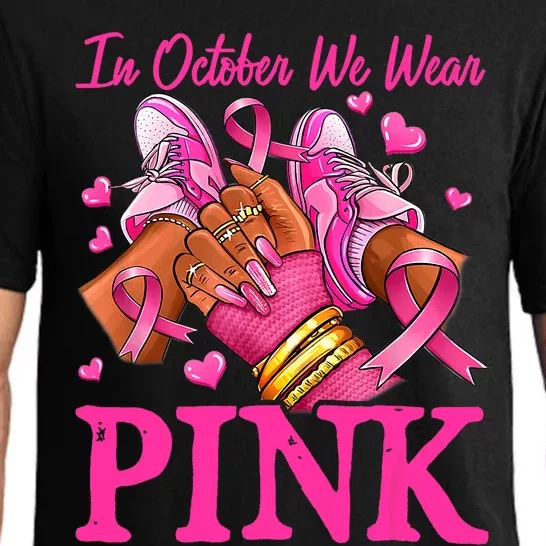 In October We Wear Black Breast Cancer Awareness Pajama Set