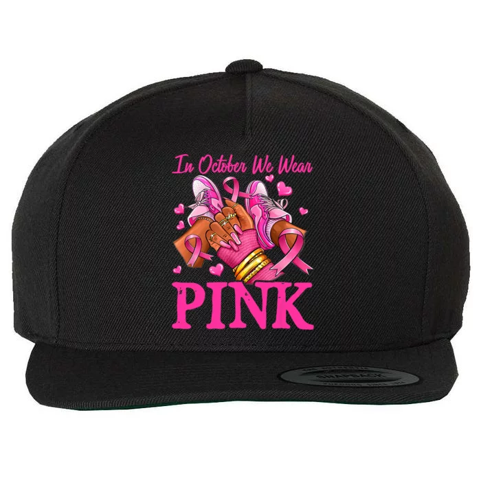 In October We Wear Black Breast Cancer Awareness Wool Snapback Cap