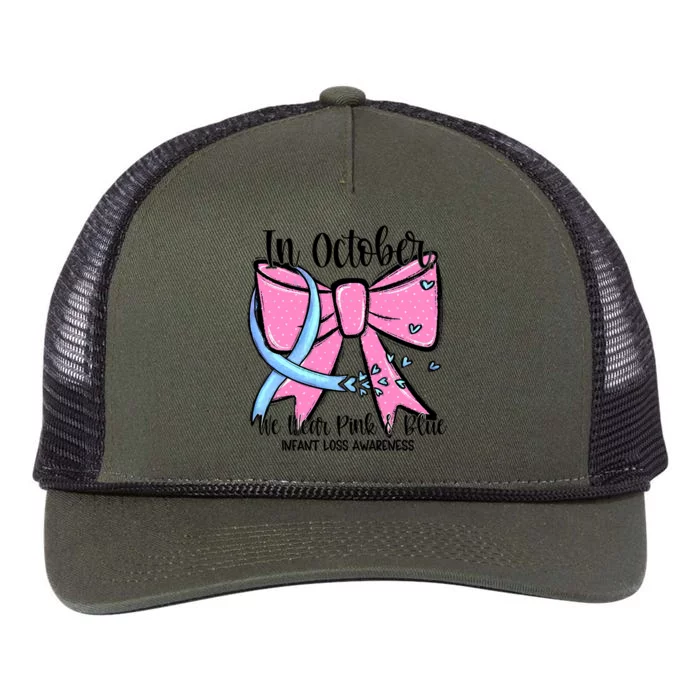 In October We Wear Blue Pregnancy Infant Loss Awareness Retro Rope Trucker Hat Cap