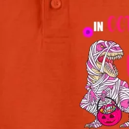 In October We Wear Pink Mummy Dinosaur Pumpkins Halloween Gift Dry Zone Grid Performance Polo