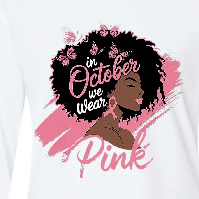 In October We Wear Breast Cancer Awareness Black Womens Cotton Relaxed Long Sleeve T-Shirt