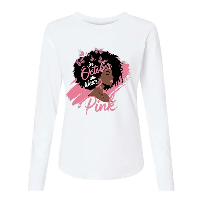 In October We Wear Breast Cancer Awareness Black Womens Cotton Relaxed Long Sleeve T-Shirt