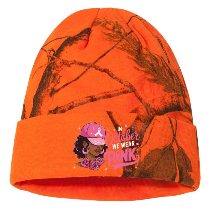 In October We Wear Pin.K Breast Cancer Awareness Black Women Kati - 12in Camo Beanie