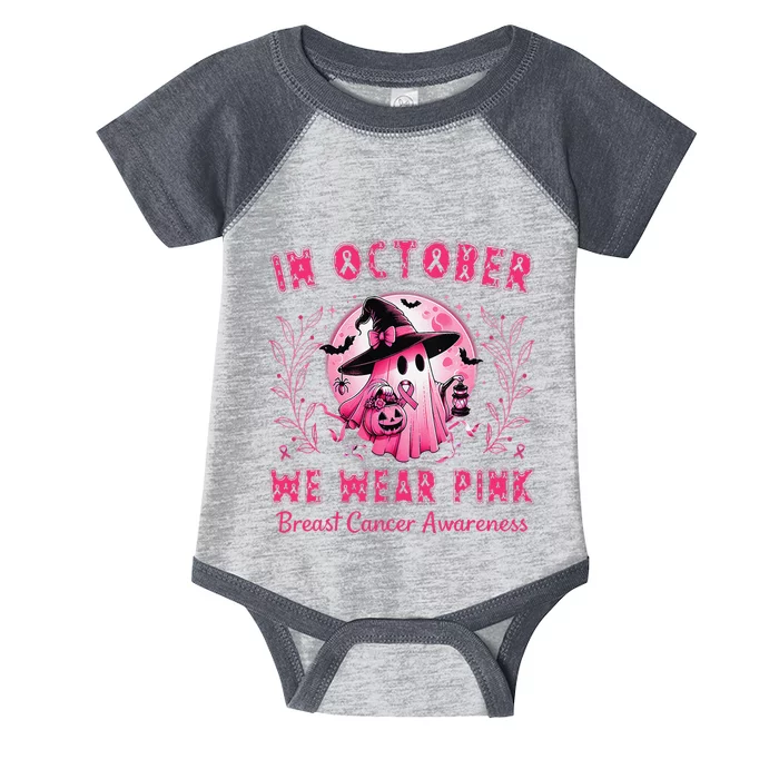 In October We Wear Pin.K Breast Cancer Awareness Halloween Infant Baby Jersey Bodysuit