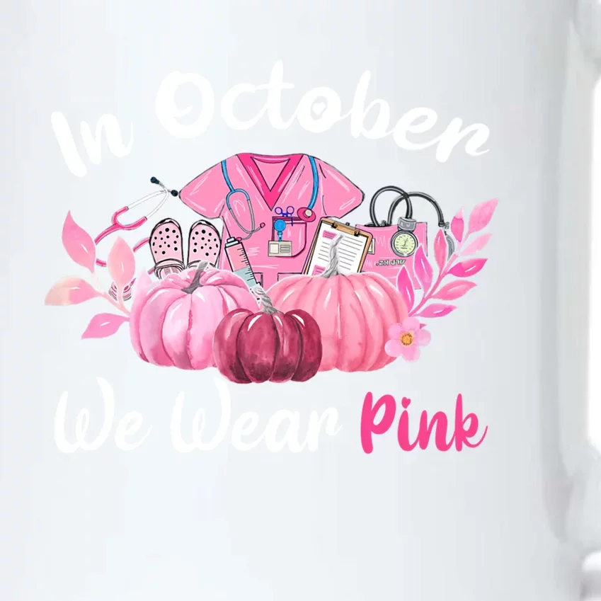 In October We Wear Pink Nurse Life Pumpkins Halloween Gift Black Color Changing Mug