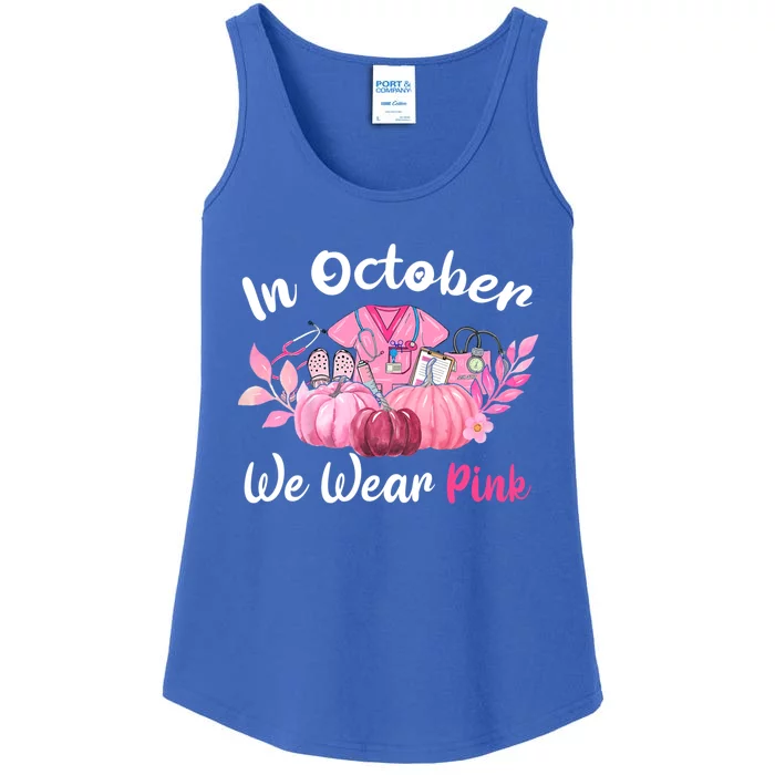 In October We Wear Pink Nurse Life Pumpkins Halloween Gift Ladies Essential Tank