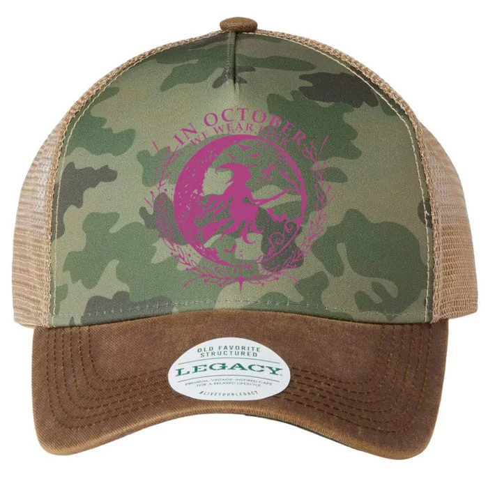 In October We Wear P.I.N.K Witch Breast Cancer Halloween Legacy Tie Dye Trucker Hat