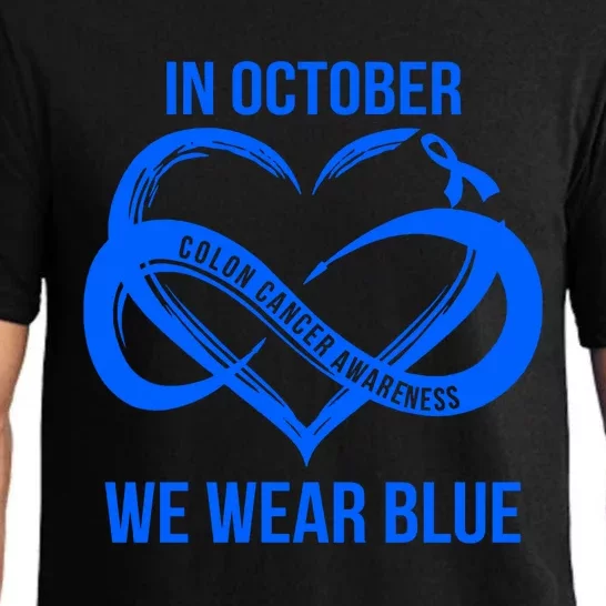 In October We Wear Blue For Colon Cancer Awareness Gift Pajama Set