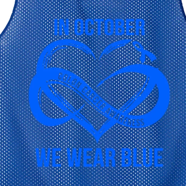 In October We Wear Blue For Colon Cancer Awareness Gift Mesh Reversible Basketball Jersey Tank