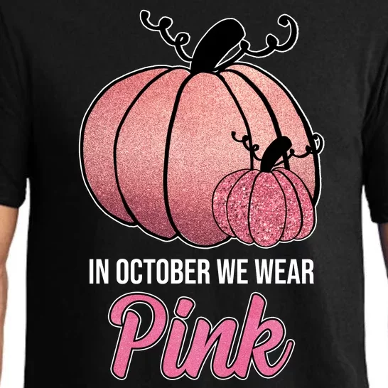 In October We Wear Pink Breast Cancer Pumpkin Pajama Set