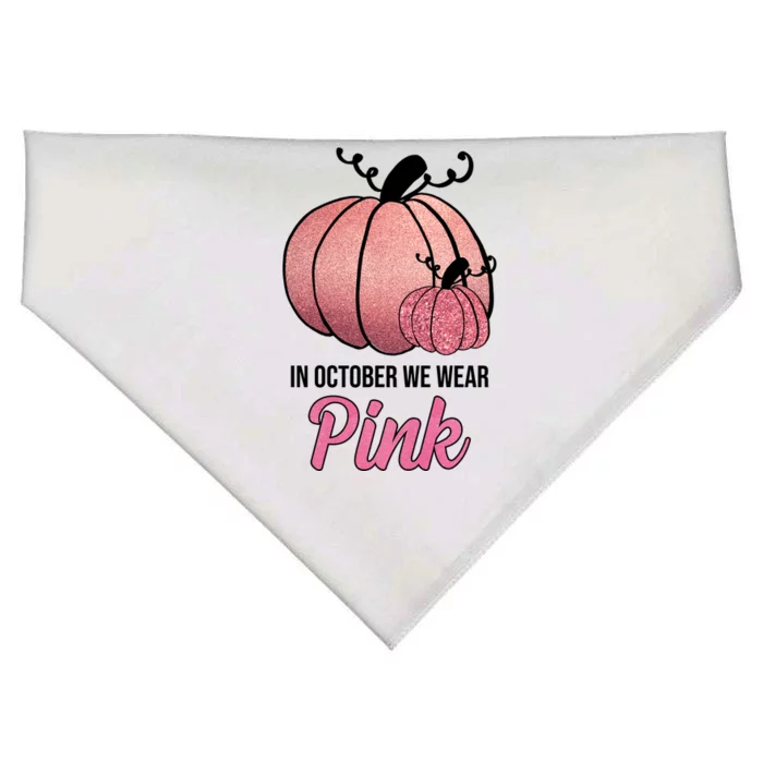 In October We Wear Pink Breast Cancer Pumpkin USA-Made Doggie Bandana