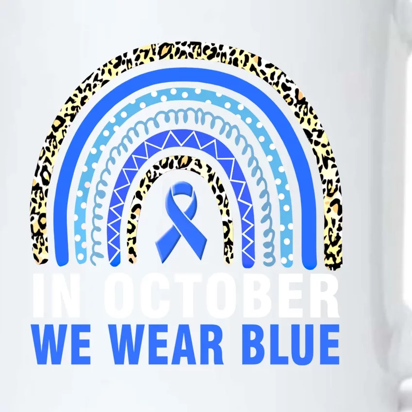 In October We Wear Blue Leopard Colon Cancer Awareness Gift Black Color Changing Mug