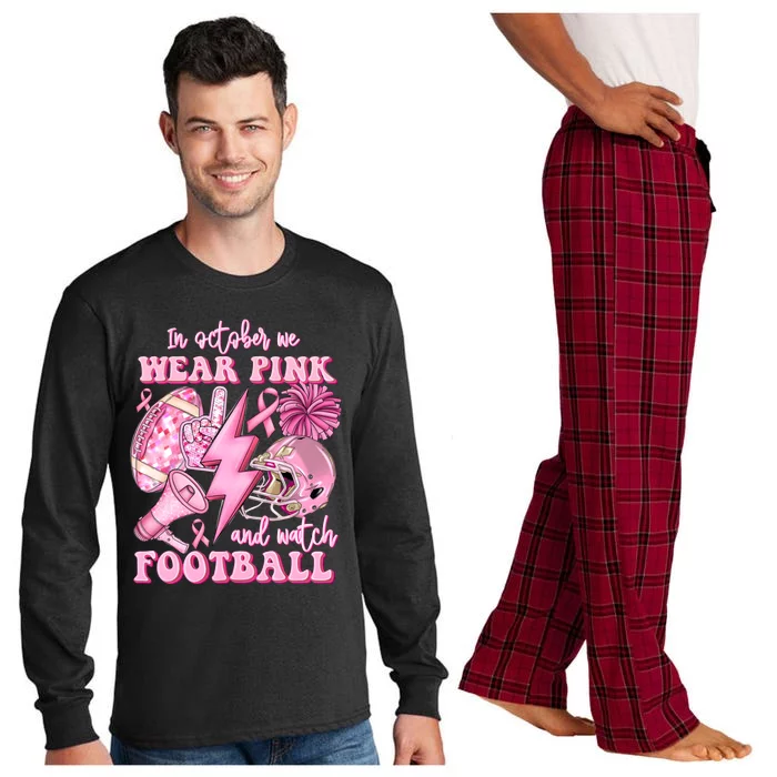 In October We Wear And Watch Football Long Sleeve Pajama Set