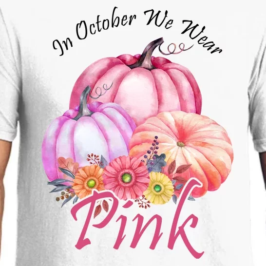 In October We Wear Pink Pumpkin Floral Breast Cancer Pajama Set