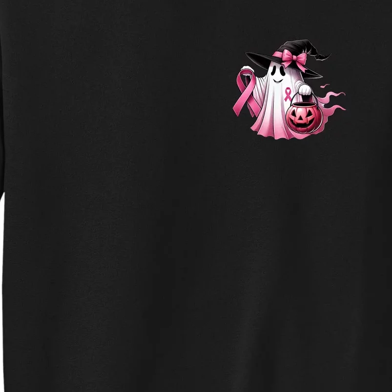 In October We Wear Pink Ghost Trick Or Treat Breast Cancer Front And Back Front & Back Sweatshirt