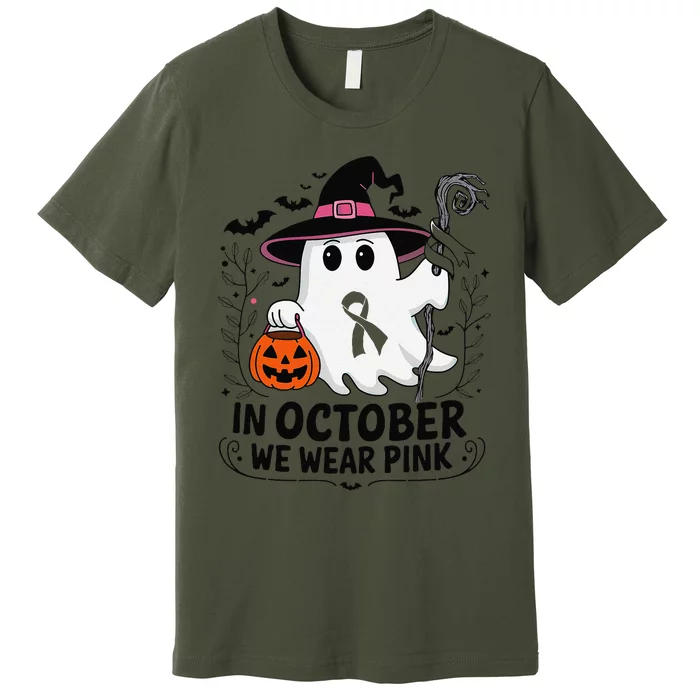 In October We Wear P.Ink Breast Cancer Awareness Halloween Gift Premium T-Shirt