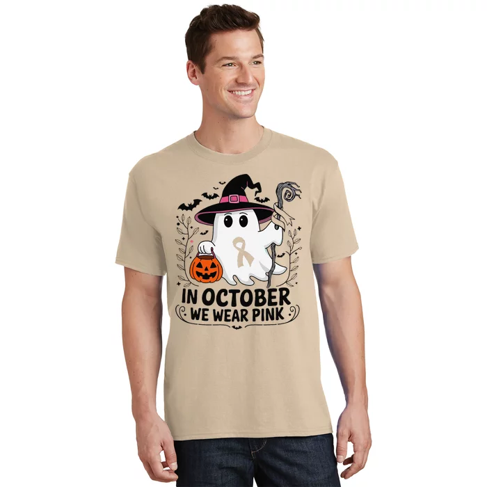 In October We Wear P.Ink Breast Cancer Awareness Halloween Gift T-Shirt