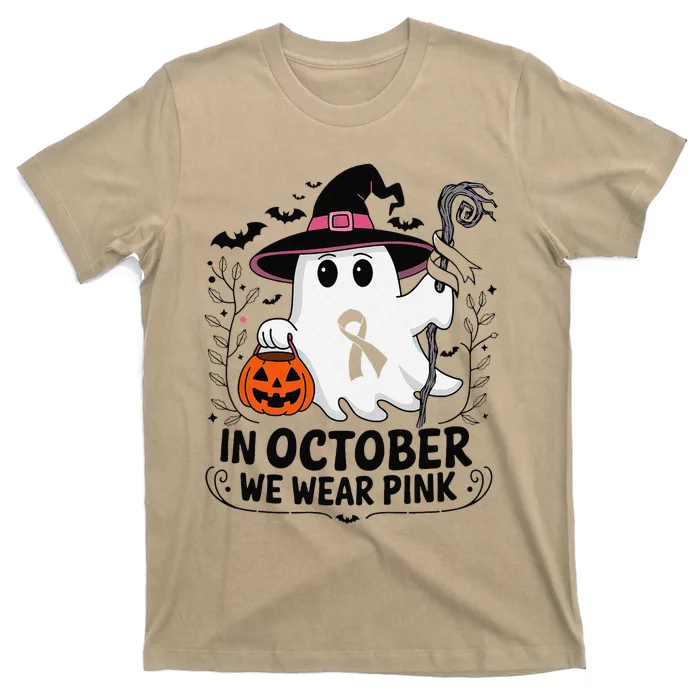 In October We Wear P.Ink Breast Cancer Awareness Halloween Gift T-Shirt