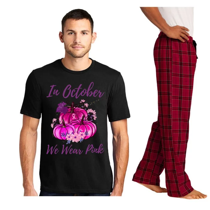 In October We Wear Pink Pumpkins Breast Cancer Awareness Gift Pajama Set