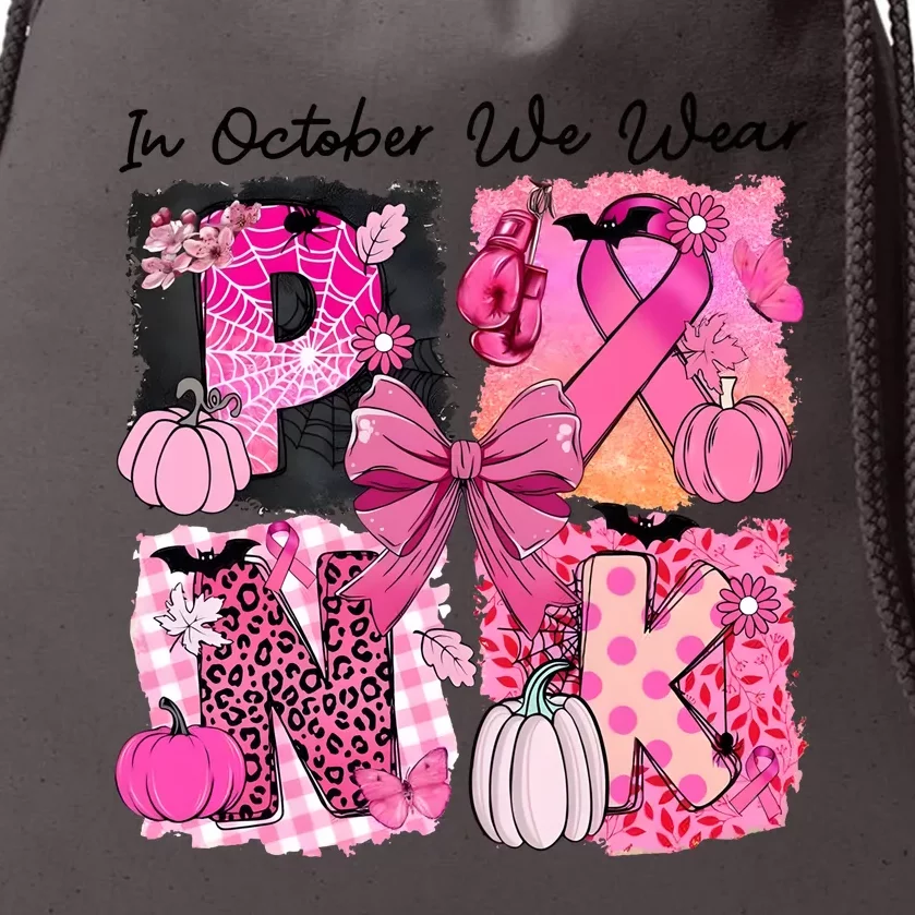 In October We Wear Pinkhalloween Breast Cancer Drawstring Bag