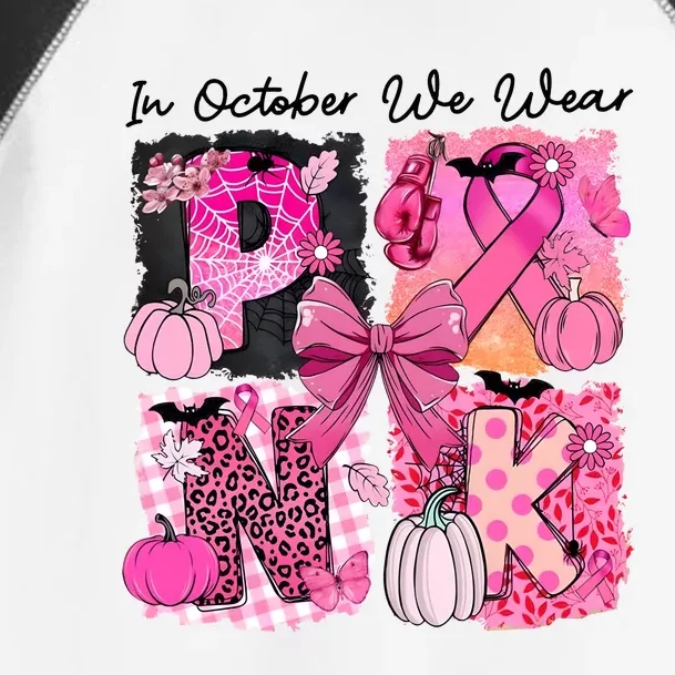 In October We Wear Pinkhalloween Breast Cancer Toddler Fine Jersey T-Shirt