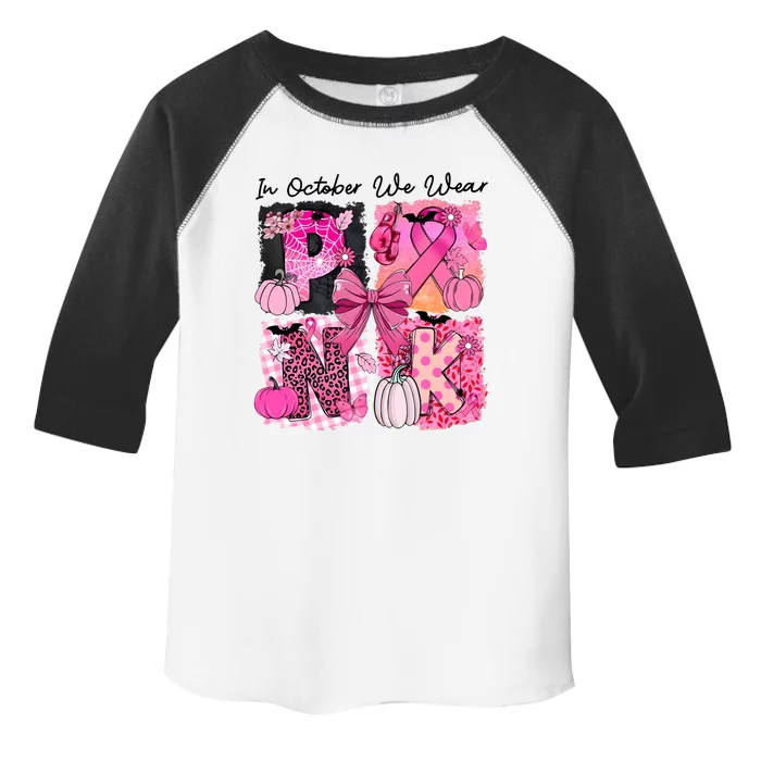 In October We Wear Pinkhalloween Breast Cancer Toddler Fine Jersey T-Shirt