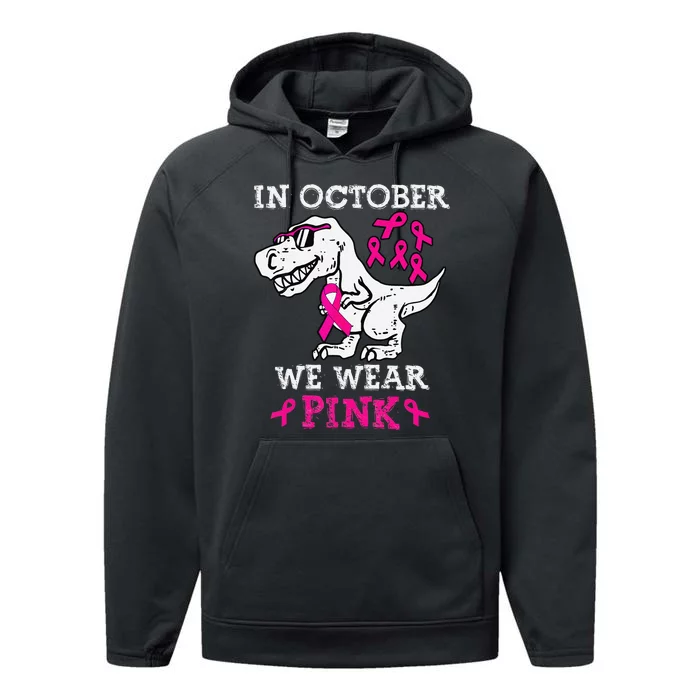 In October We Wear P.Ink Breast Cancer Awareness Gift Performance Fleece Hoodie