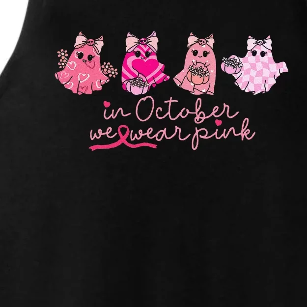 In October We Wear Pin.K Ghost Breast Cancer Awareness Ladies Tri-Blend Wicking Tank