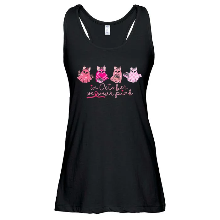 In October We Wear Pin.K Ghost Breast Cancer Awareness Ladies Essential Flowy Tank