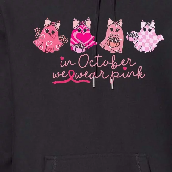 In October We Wear Pin.K Ghost Breast Cancer Awareness Premium Hoodie