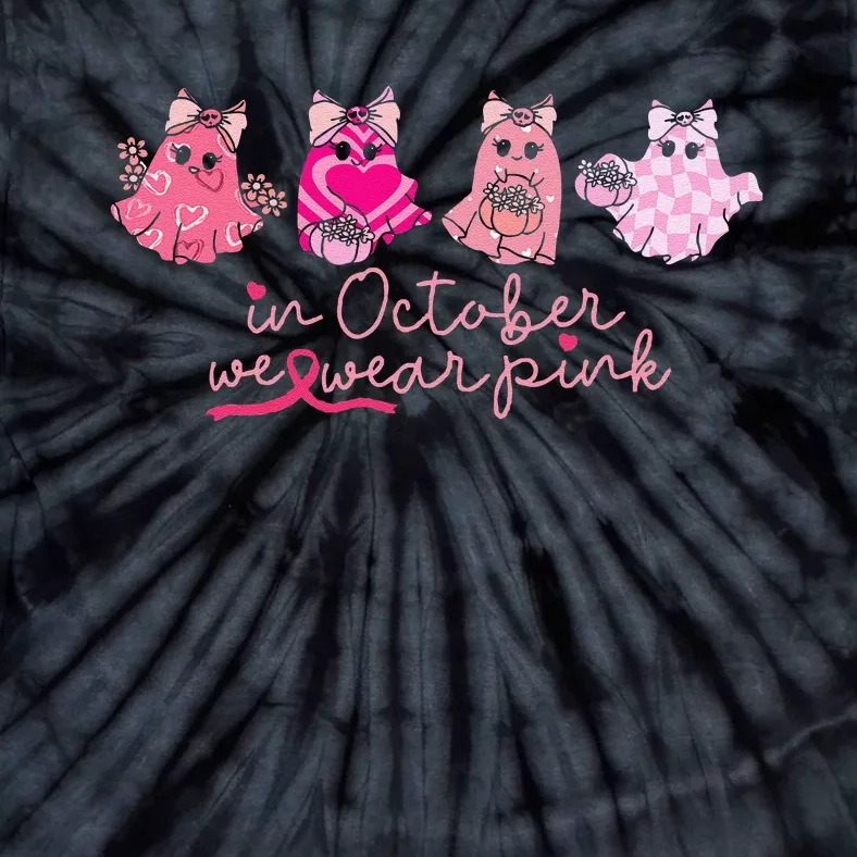 In October We Wear Pin.K Ghost Breast Cancer Awareness Tie-Dye T-Shirt