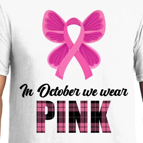 In October We Wear Pink Plaid Ribbon Pajama Set