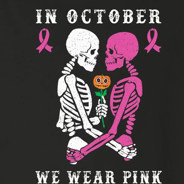 In October We Wear Pink Skeleton Halloween Breast Cancer Toddler Long Sleeve Shirt