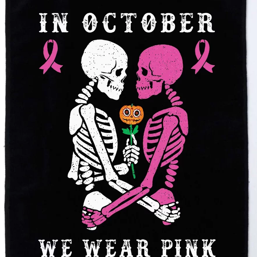 In October We Wear Pink Skeleton Halloween Breast Cancer Platinum Collection Golf Towel