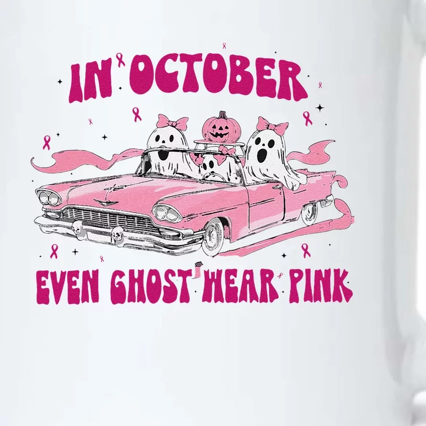 In October We Wear Pin.K Breast Cancer Women Ghost Halloween Black Color Changing Mug