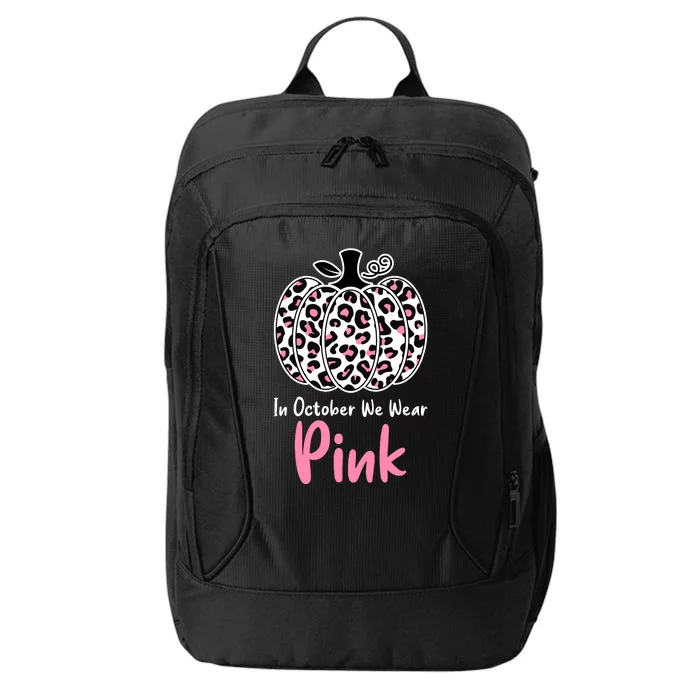 In October We Wear Pink Cheetah Pumpkin Breast Cancer City Backpack