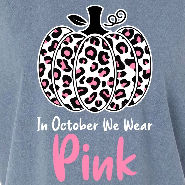 In October We Wear Pink Cheetah Pumpkin Breast Cancer Garment-Dyed Women's Muscle Tee