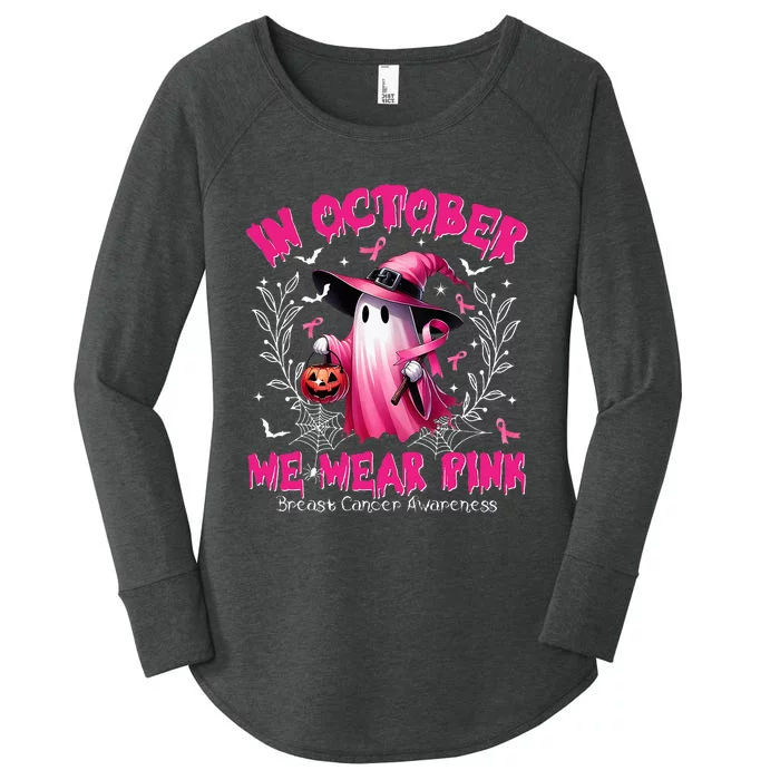 In October We Wear Ghost Witch Breast Cancer Awareness Women's Perfect Tri Tunic Long Sleeve Shirt