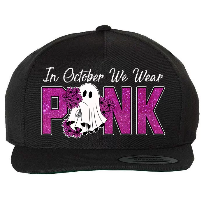 In October We Wear Pink Breast Cancer Awareness Halloween Wool Snapback Cap