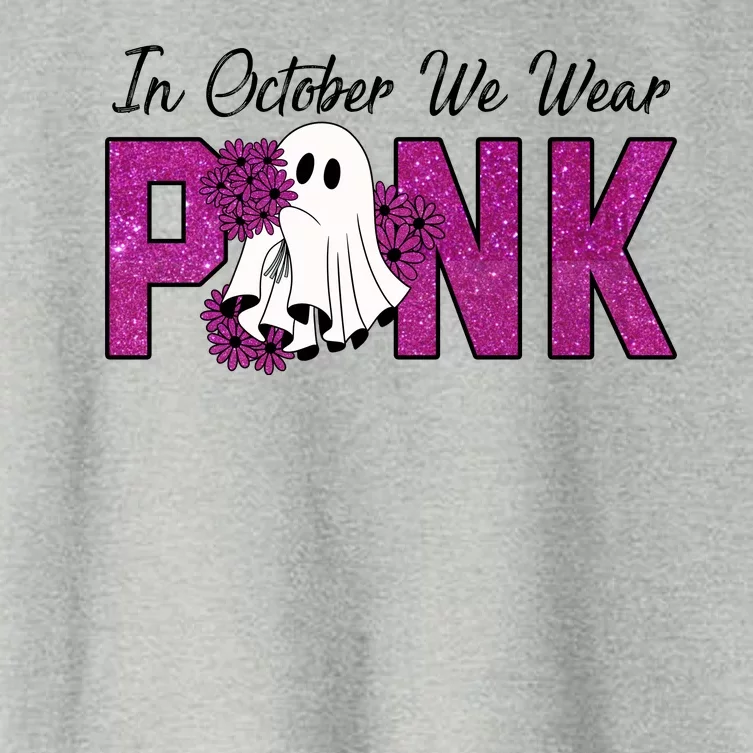 In October We Wear Pink Breast Cancer Awareness Halloween Women's Crop Top Tee