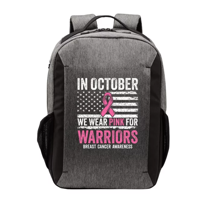 In October Wear Pink Support Warrior Awareness Breast Cancer Vector Backpack