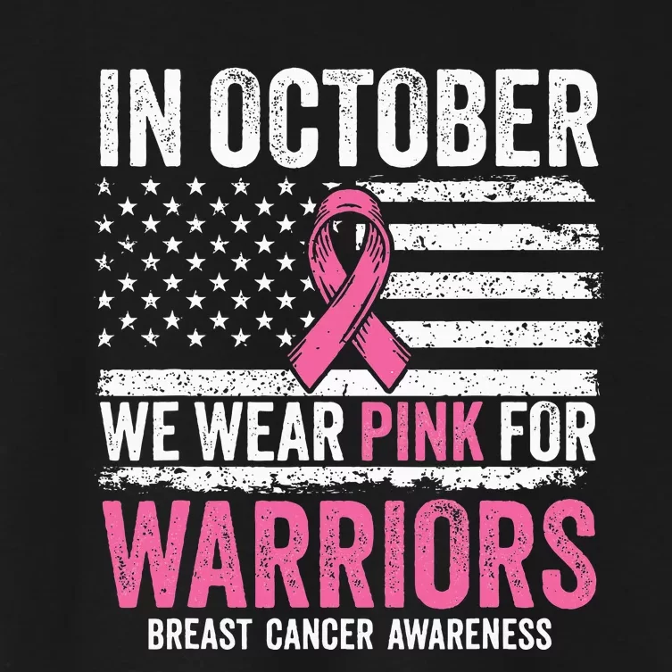 In October Wear P.I.N.K Support Warrior Breast Cancer Women's Crop Top Tee