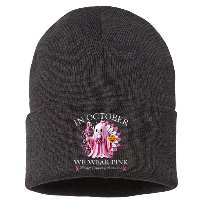 In October We Wear Pin.K Breast Cancer Awareness Halloween Sustainable Knit Beanie