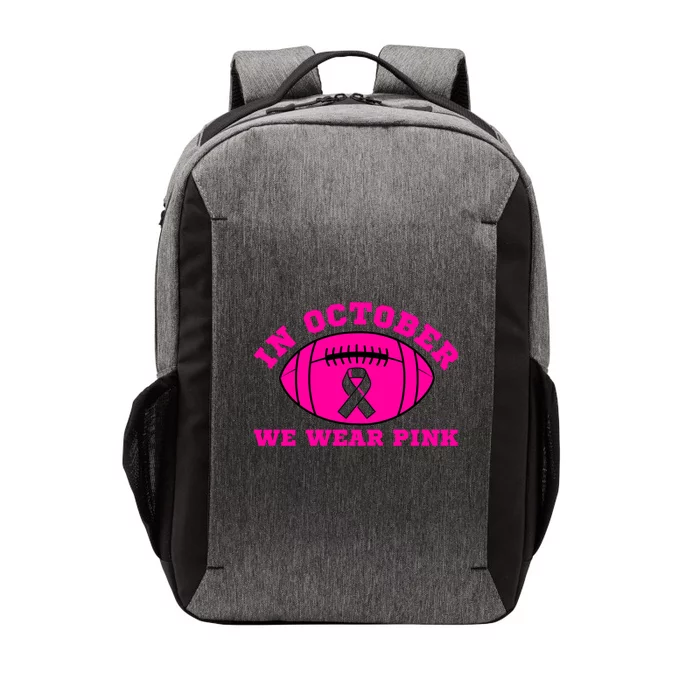 In October We Wear Pink Ribbon Breast Cancer Football Gift Vector Backpack