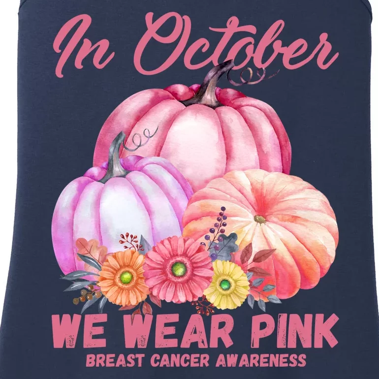 In October We Wear Pink Breast Cancer Awareness Pumpkin Patch Ladies Essential Tank