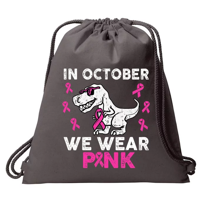 In October We Wear Breast Cancer Awareness Drawstring Bag