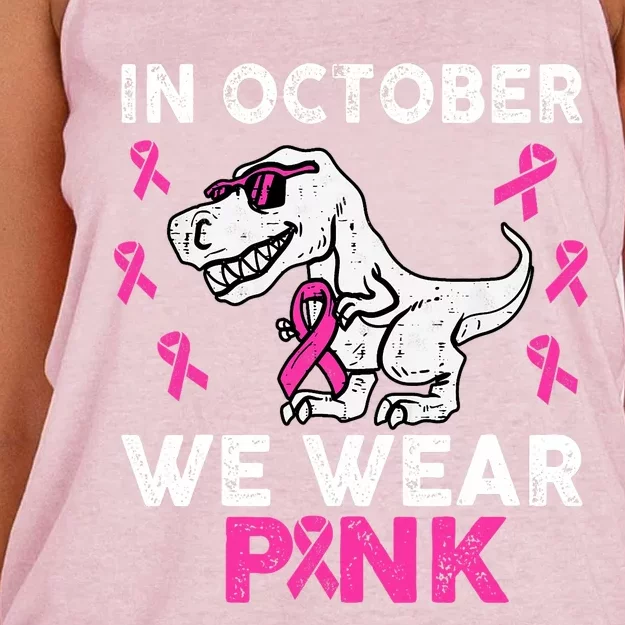 In October We Wear Breast Cancer Awareness Women's Knotted Racerback Tank