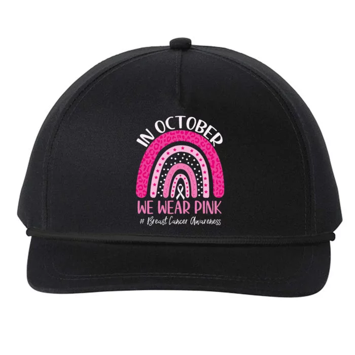 In October We Wear Pink Rainbow Breast Cancer Awareness Snapback Five-Panel Rope Hat