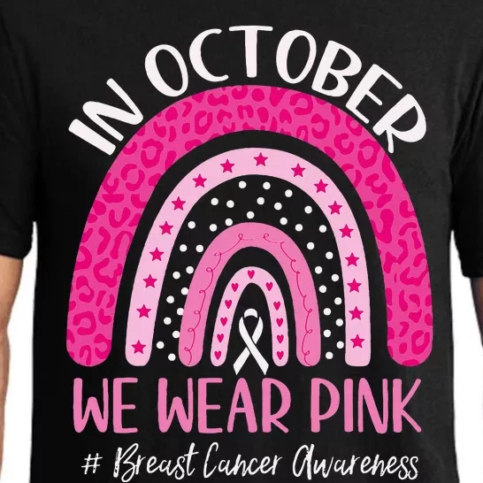 In October We Wear Pink Rainbow Breast Cancer Awareness Pajama Set