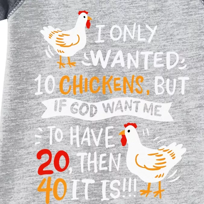 I Only Wanted 10 Chickens Crazy Chicken Farmer Infant Baby Jersey Bodysuit